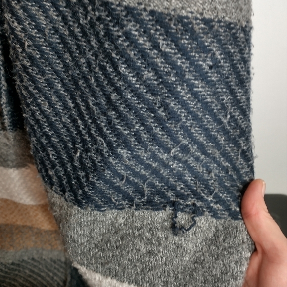 Chico's Multi Stripe Coatigan with safety pin closure, size 3/L/16 - Picture 5 of 14